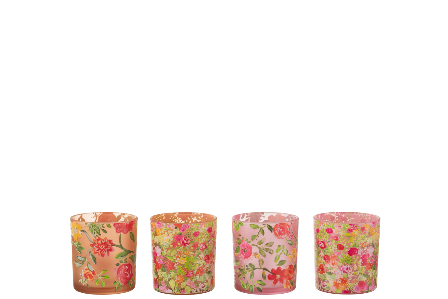 J-Line Windlicht Bloem Glas Mix Small Assortiment Van 4