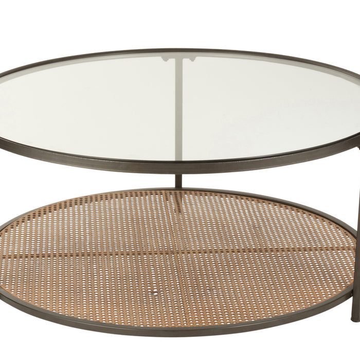 J-Line Salontafel Rond Metaal|Glas Zwart|Naturel