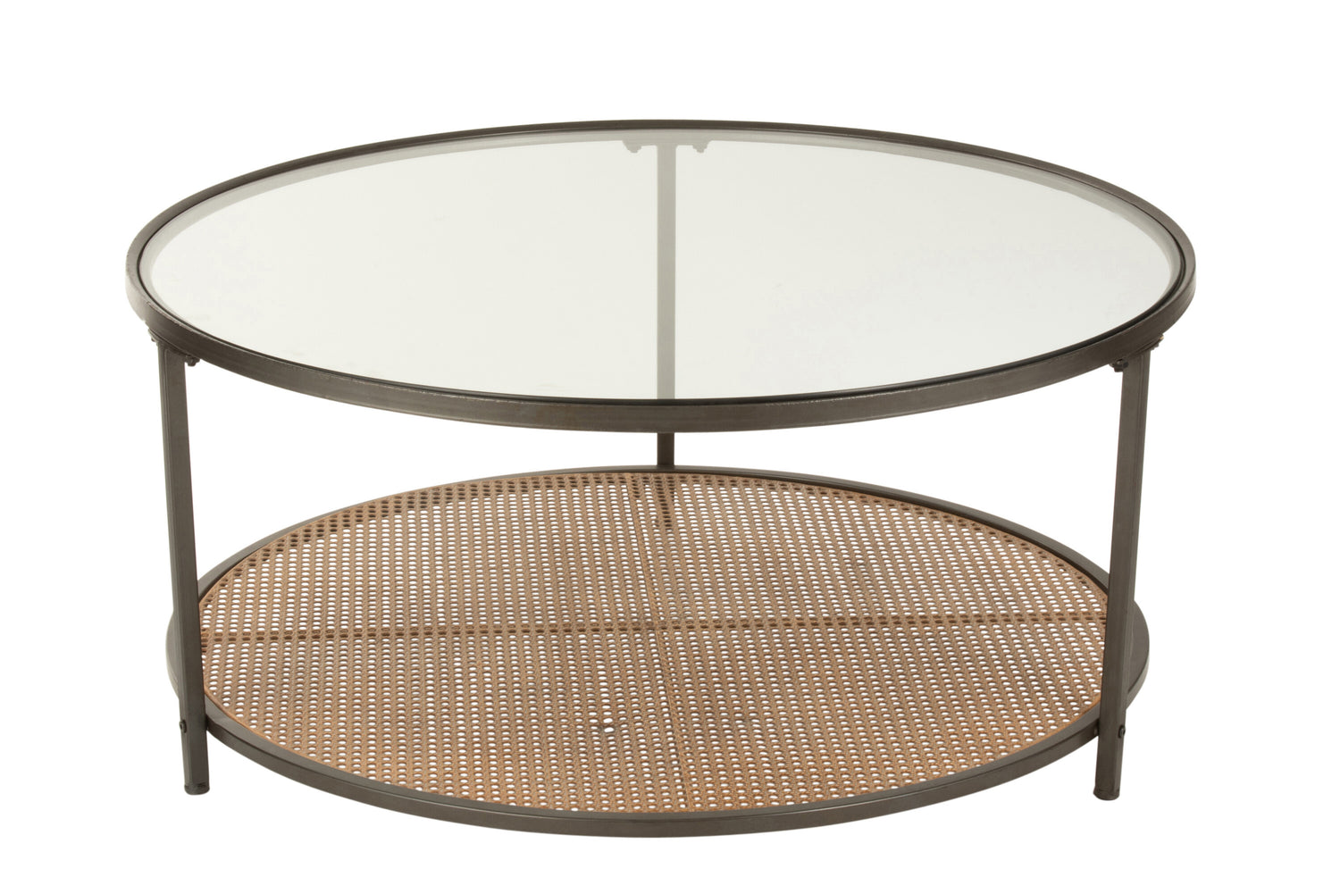 J-Line Salontafel Rond Metaal|Glas Zwart|Naturel