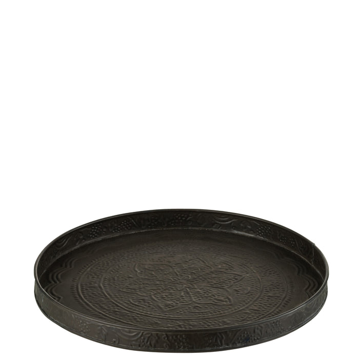 J-Line Plateau Rond Klassiek Ijzer Zwart Mat Small