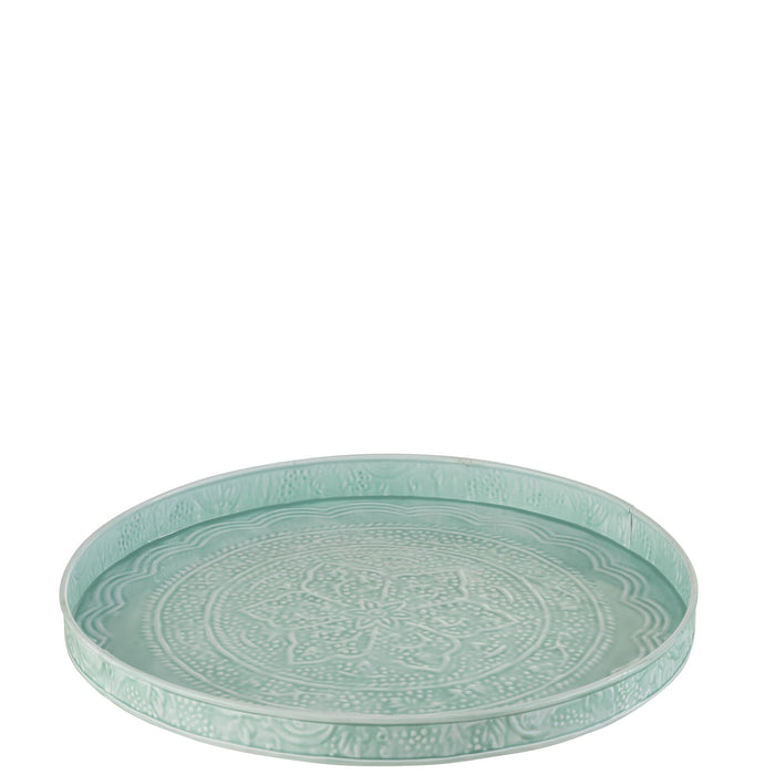 J-Line Plateau Rond Klassiek Ijzer Blauw Small