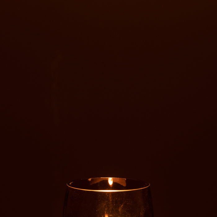 J-Line Theelicht Houder Rond Glas Smoke Grijs|Zilver Small