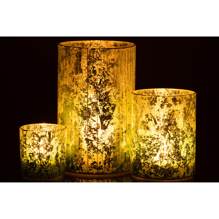 J-Line windlicht Strepen - glas - groen - large