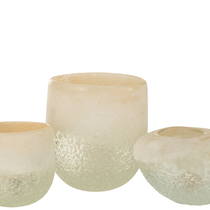 J-Line Windlicht Glas Beige Large