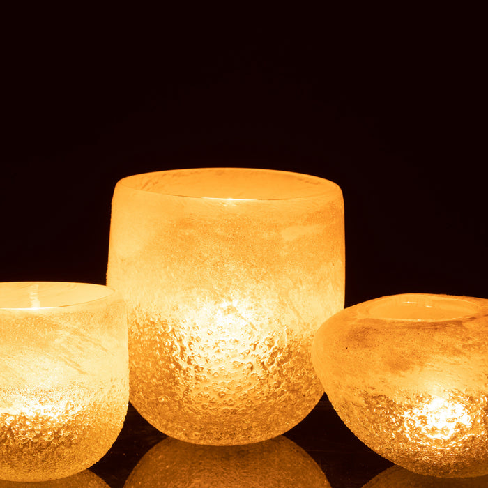 J-Line Windlicht Glas Beige Large