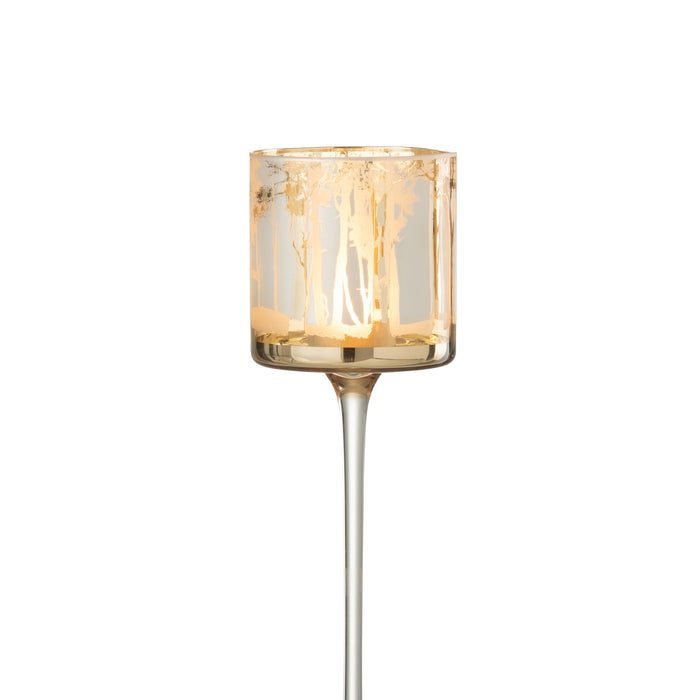 J-Line Theelicht Houder Op Voet Bomen Glas Goud Large