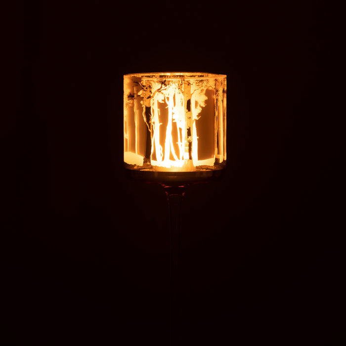 J-Line Theelicht Houder Op Voet Bomen Glas Goud Large