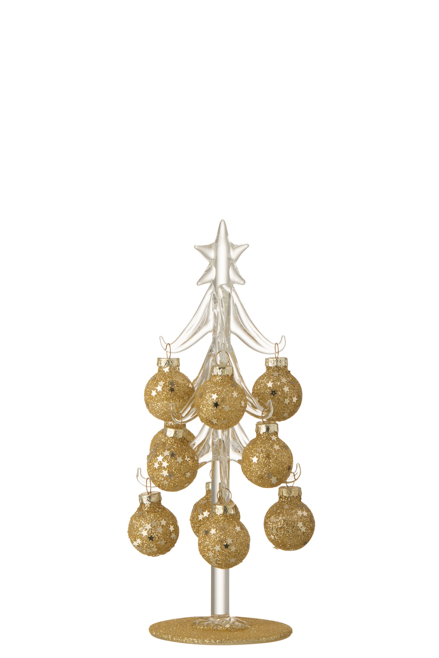 J-Line Kerstboom met ballen Sterretjes - glas - goud - small