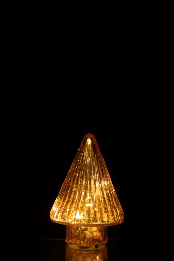 J-Line decoratie Kerstboom - glas - roze - extra small - LED lichtjes