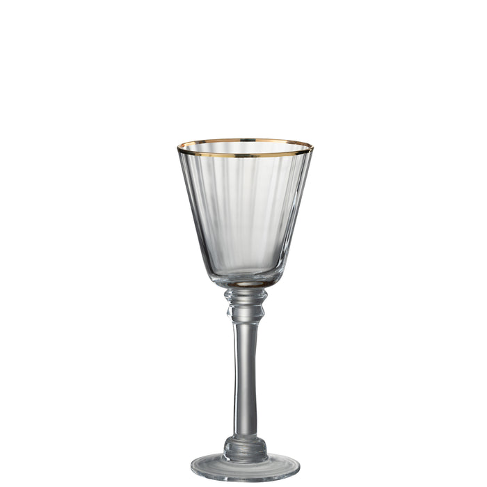J-Line glas witte wijn Rand - glas - transparant|goud - 6 stuks