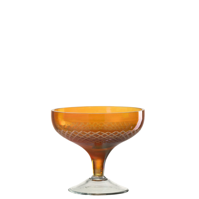 J-Line glas Voet Rond - glas  - oranje - 4 stuks