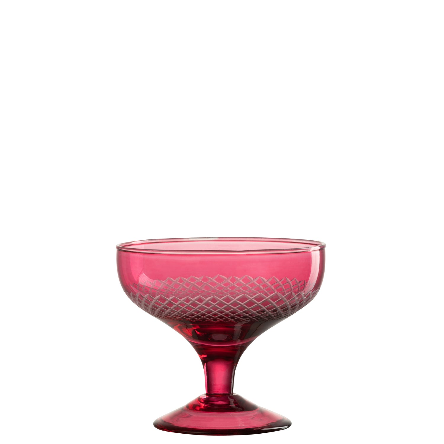 J-Line glas Voet Rond - glas  - rood - 4 stuks