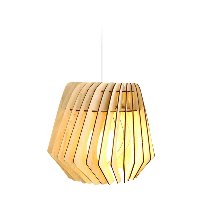 Bomerango Spin M houten hanglamp medium - met koordset wit - Ø 37 cm