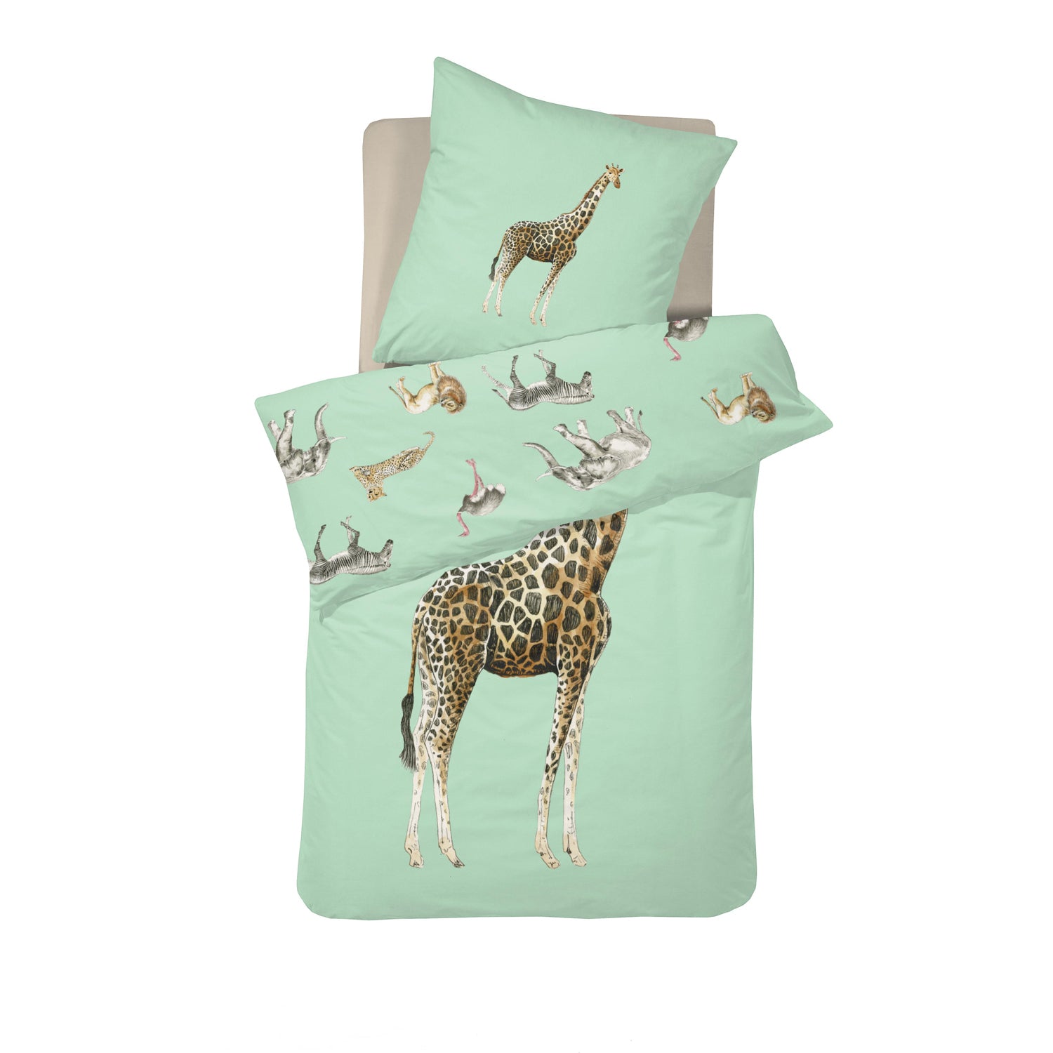 Damai Willa - Dekbedovertrek met rits - Katoen - 135x200 cm - Green