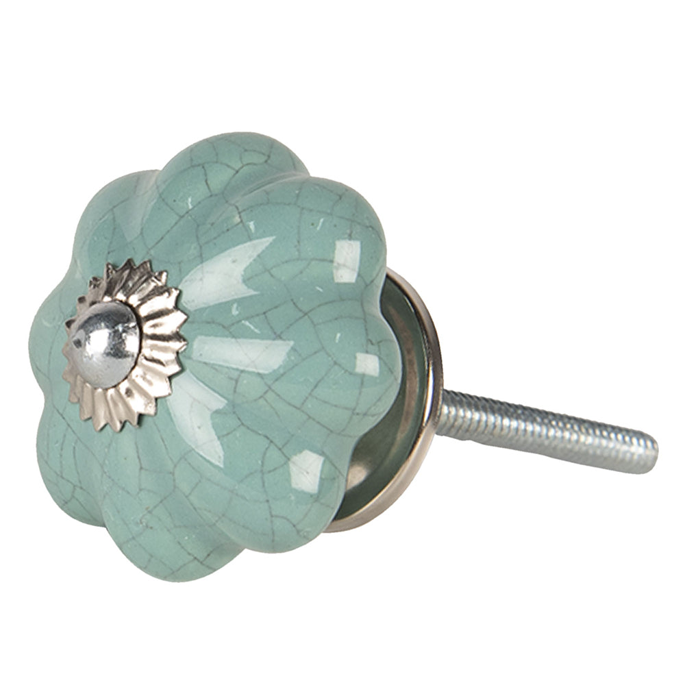 Clayre & Eef Deurknop Ø 4 cm Groen Keramiek