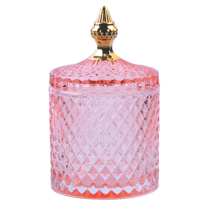 Clayre & Eef Glazen potje  Ø 11x18 cm Roze Glas Potje met deksel