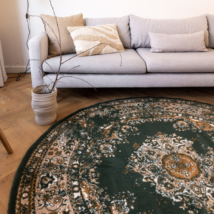 Interieur05 Vloerkleed Vintage Keshan Groen Rond 240cm