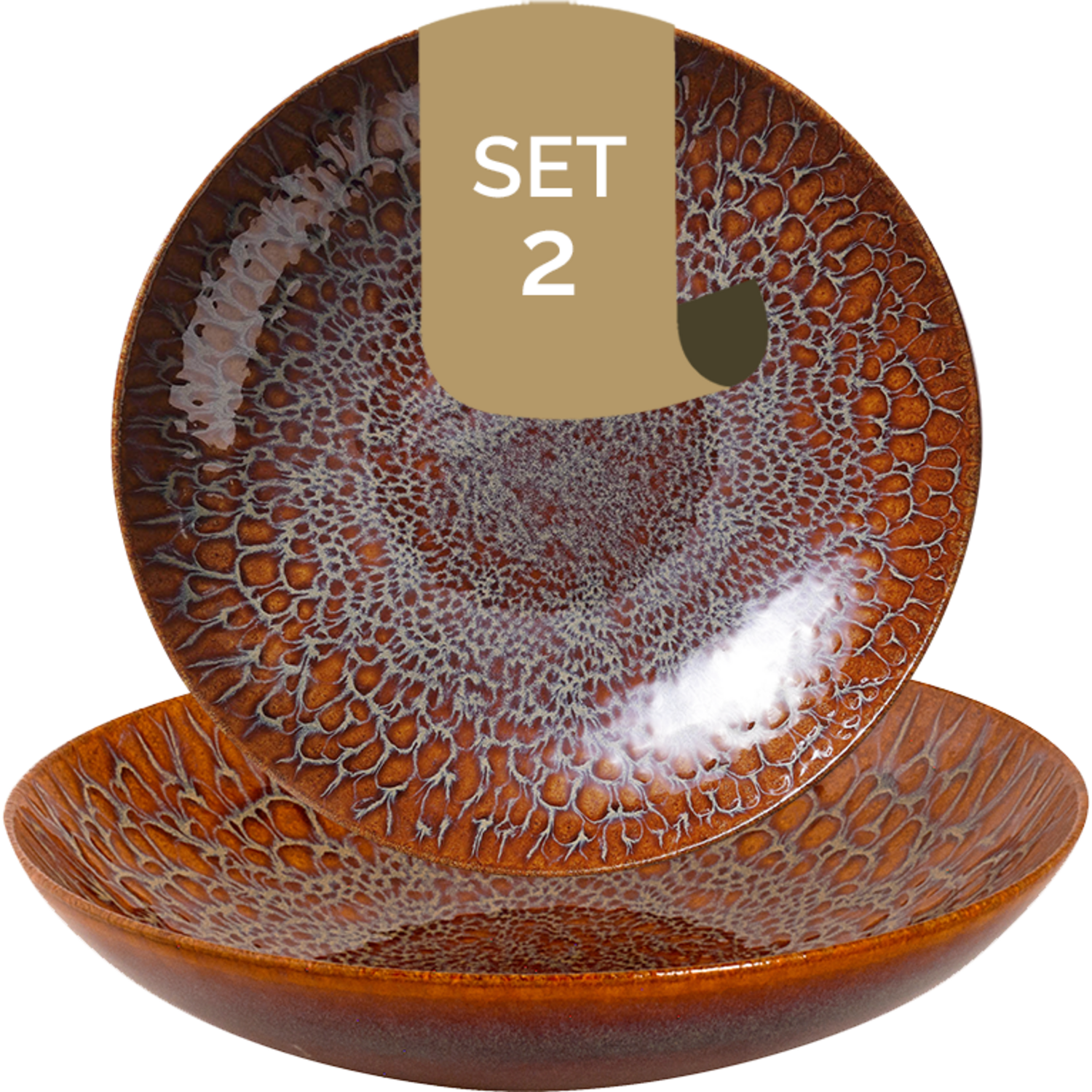 Palmer Bord diep coupe Magmatic 22 cm Bruin Stoneware 2 stuk(s)