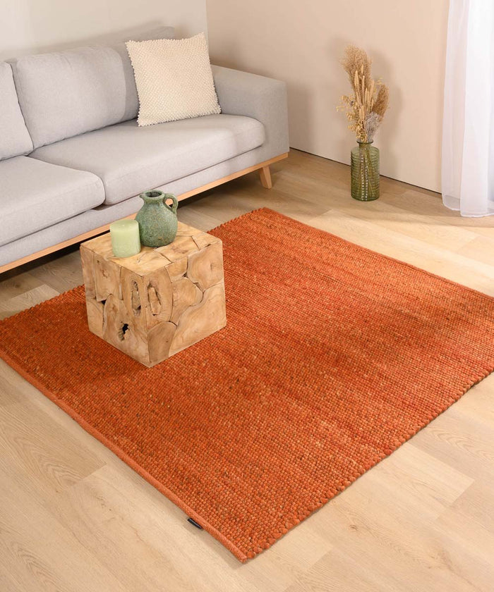 Nordic Weavers Wollen vloerkleed vierkant - Lett cognac - 250x250 cm