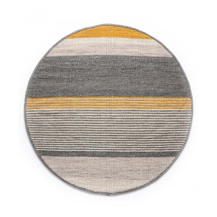 Nordic Weavers Rond wollen vloerkleed strepen Lett - okergeel|grijs -