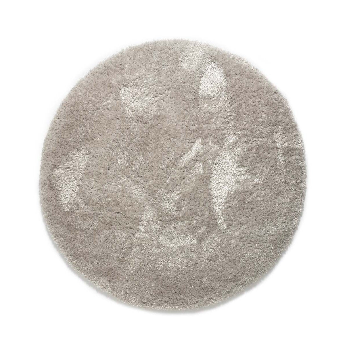 Tapeso Rond hoogpolig vloerkleed velours Posh - lichtzilver - 80 cm