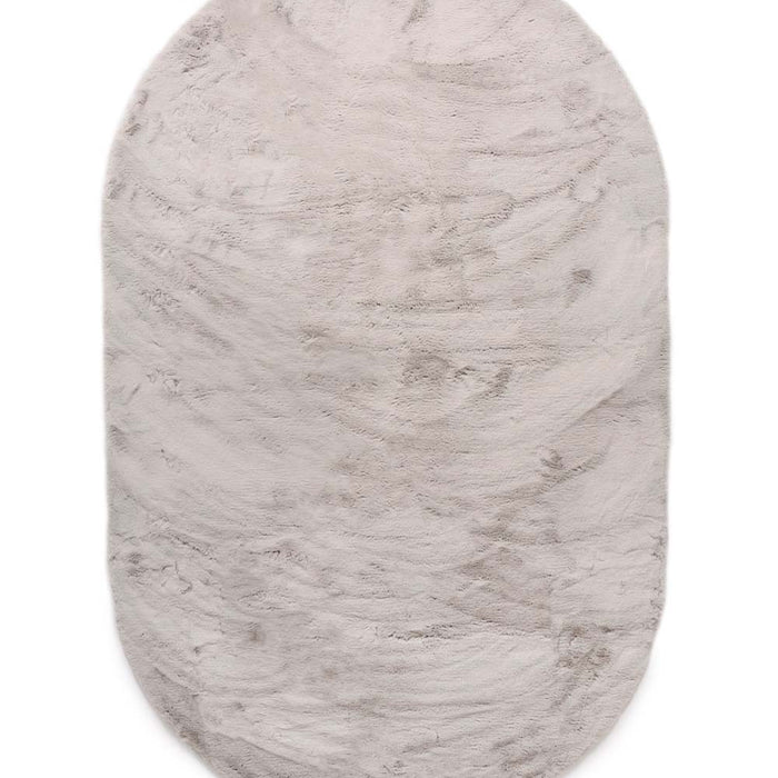 Tapeso Ovaal hoogpolig vloerkleed - Comfy plus - lichtgrijs - 100x150