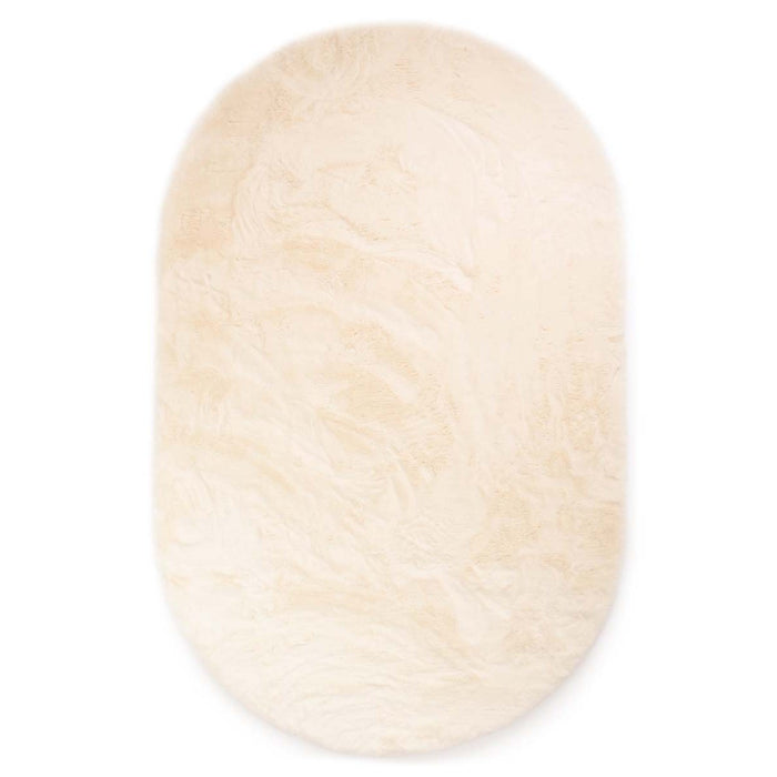 Tapeso Ovaal hoogpolig vloerkleed - Comfy plus - crème - 100x150 cm