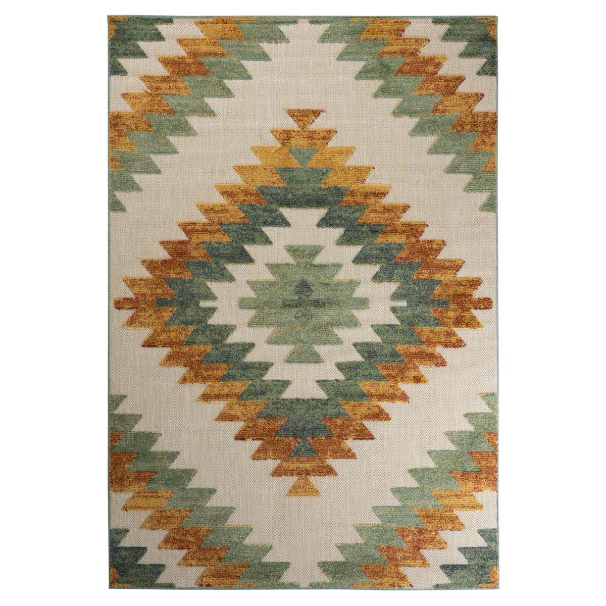 Boho&me Buitenkleed ruit aztek - Verano groen|terra - 140x200 cm