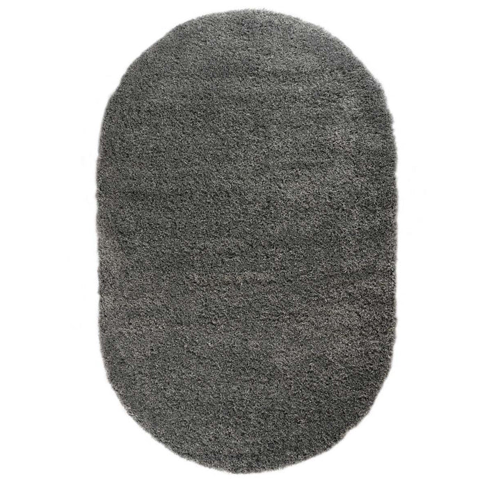 Tapeso Ovaal hoogpolig vloerkleed - Cozy Shaggy - grijs - 300x400 cm