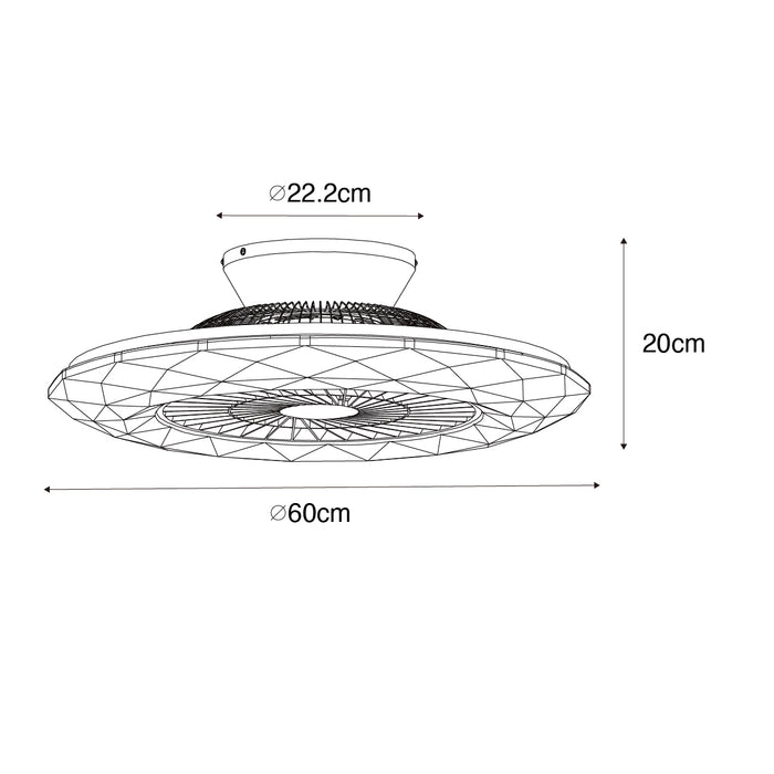 QAZQA Smart plafondventilator zilver incl. LED met ster effect