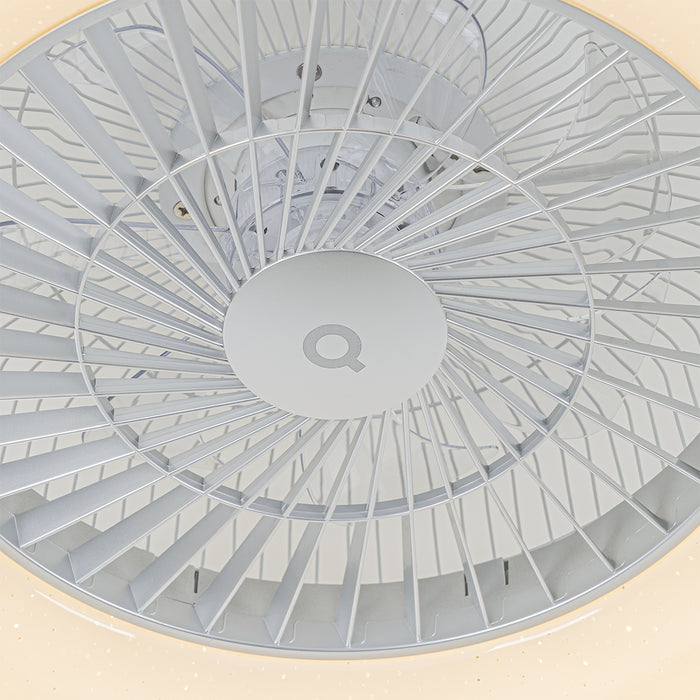 QAZQA Smart plafondventilator zilver incl. LED met ster effect