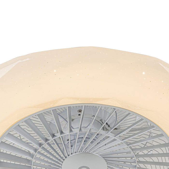 QAZQA Smart plafondventilator zilver incl. LED met ster effect