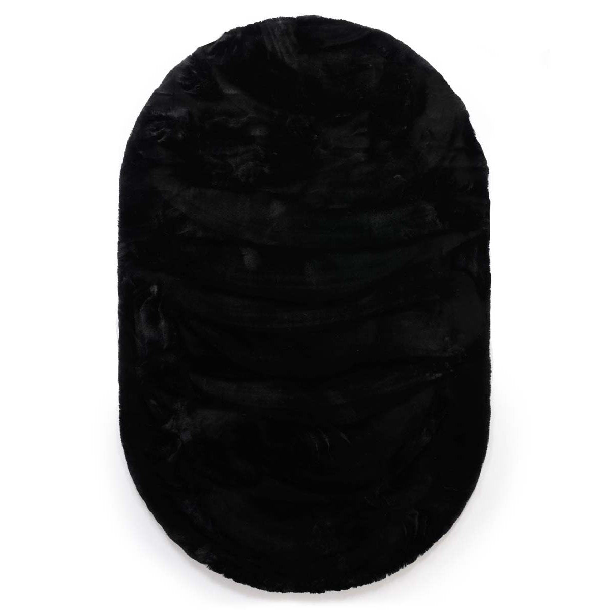 Tapeso Ovaal hoogpolig vloerkleed - Comfy plus - zwart - 200x300 cm