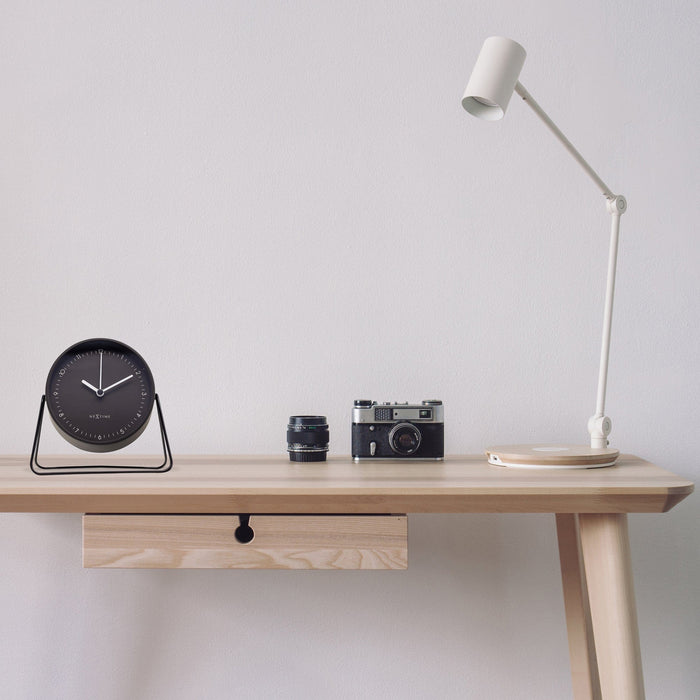 NeXtime - Tafel Wekker 14x13x7cm-Stil-Zwart-Metaal-NeXtime "Berlin