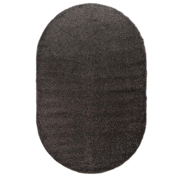 Tapeso Ovaal hoogpolig vloerkleed shaggy Trend effen - grijs - 150x240