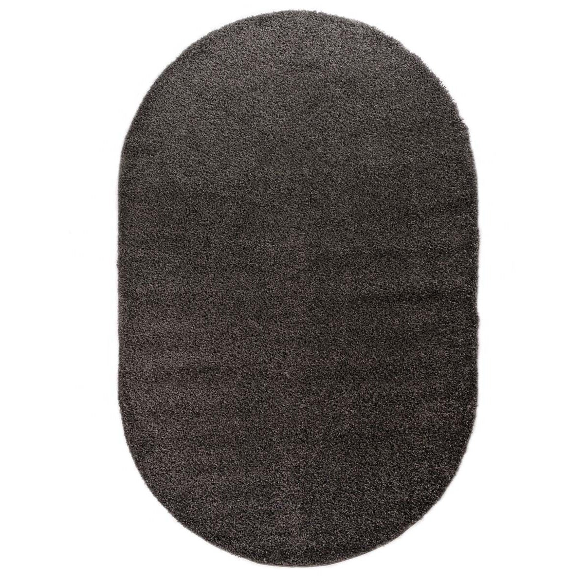 Tapeso Ovaal hoogpolig vloerkleed shaggy Trend effen - grijs - 150x240