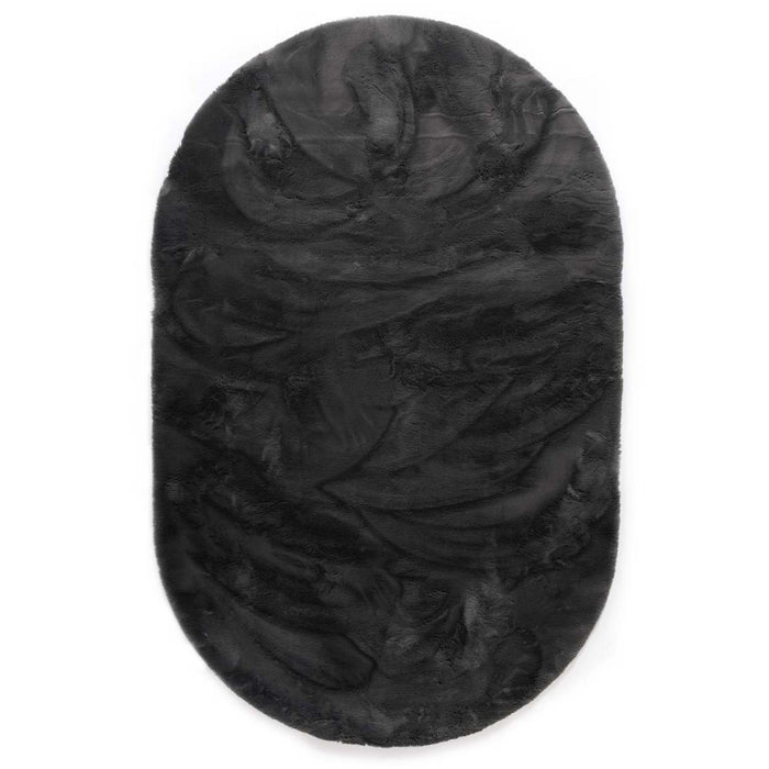 Tapeso Ovaal hoogpolig vloerkleed - Comfy plus - donkergrijs - 200x300