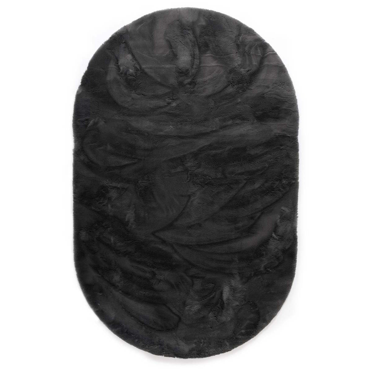 Tapeso Ovaal hoogpolig vloerkleed - Comfy plus - donkergrijs - 200x300