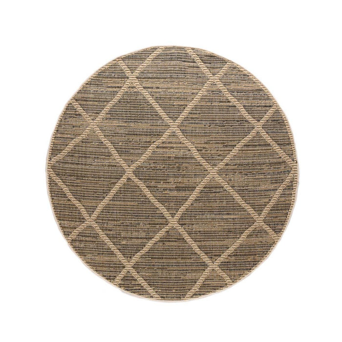 Boho&me Rond jute buitenkleed ruiten Sunny - naturel - 100 cm rond