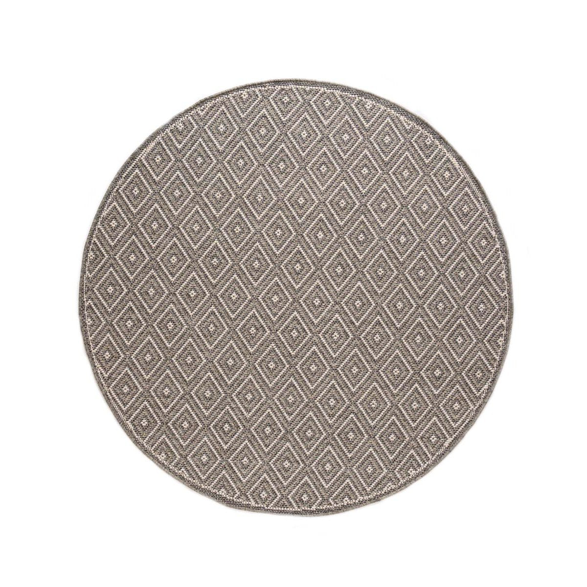 Boho&me Rond buitenkleed ruiten Sunny Gem - grijs - 100 cm