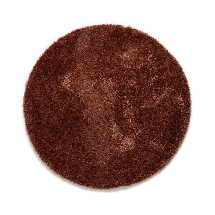 Tapeso Rond hoogpolig vloerkleed velours Posh - koper - 80 cm rond