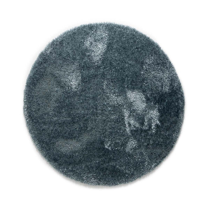 Tapeso Rond hoogpolig vloerkleed velours Posh - blauw - 80 cm