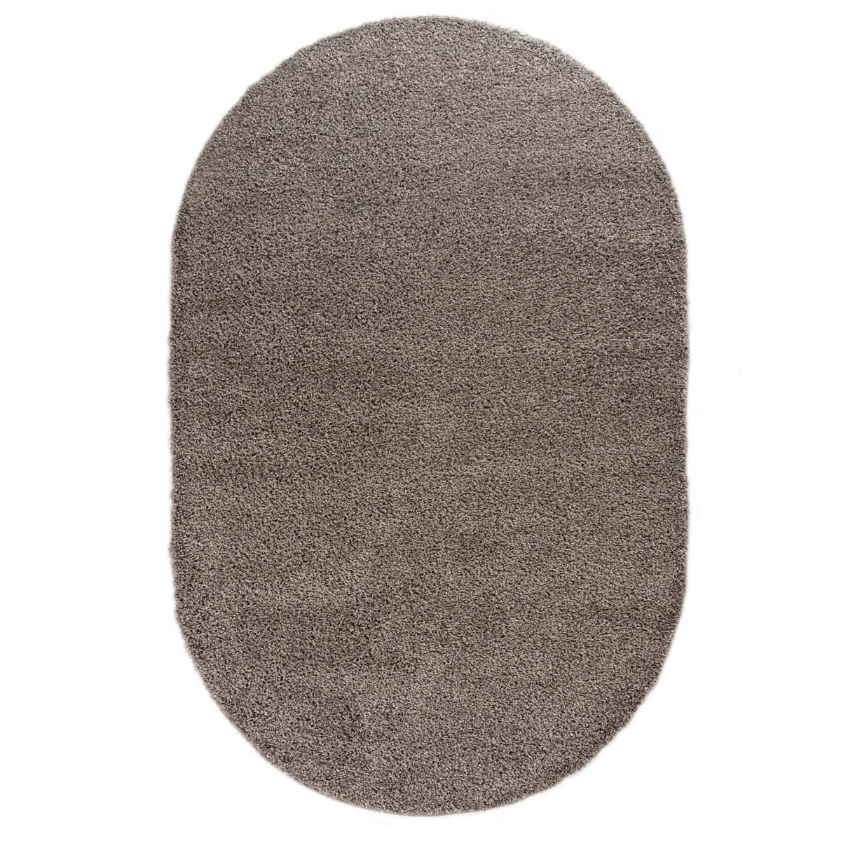 Tapeso Ovaal hoogpolig vloerkleed shaggy Trend effen - lichtgrijs -