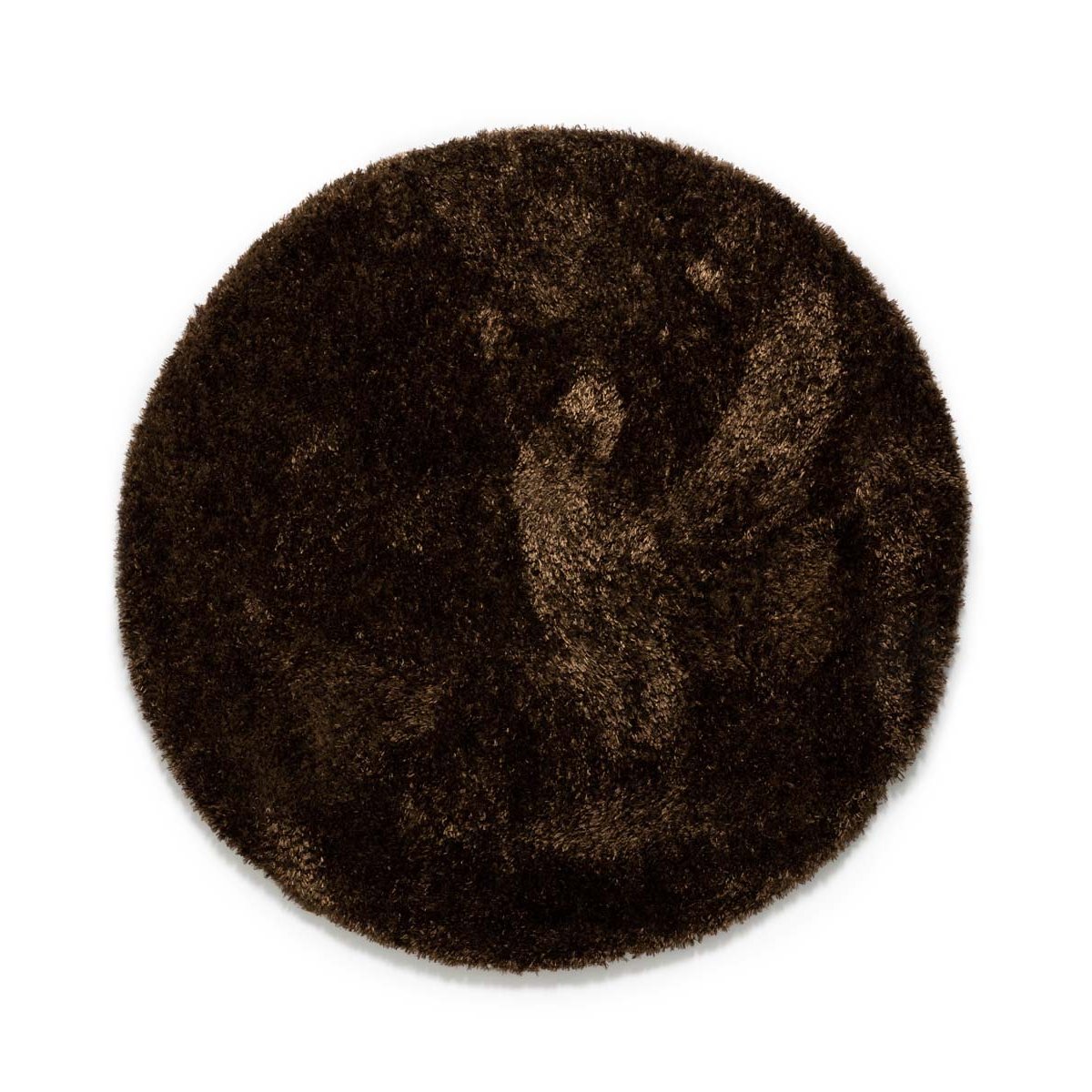 Tapeso Rond hoogpolig vloerkleed velours Posh - bruin - 80 cm