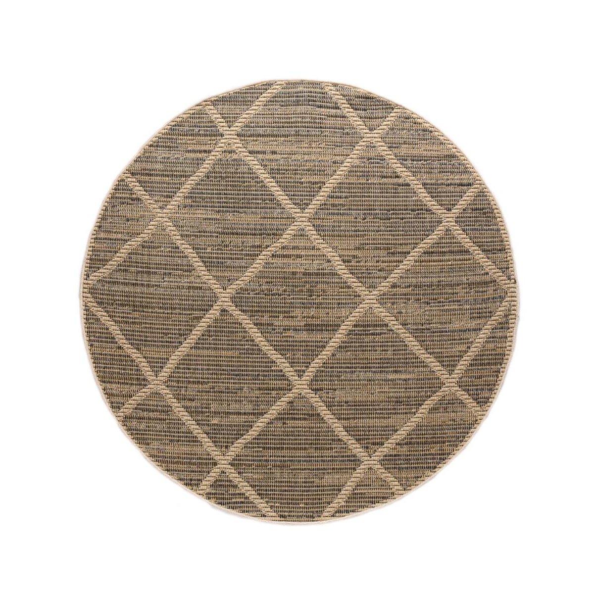 Boho&me Rond jute buitenkleed ruiten Sunny - naturel - 200 cm rond