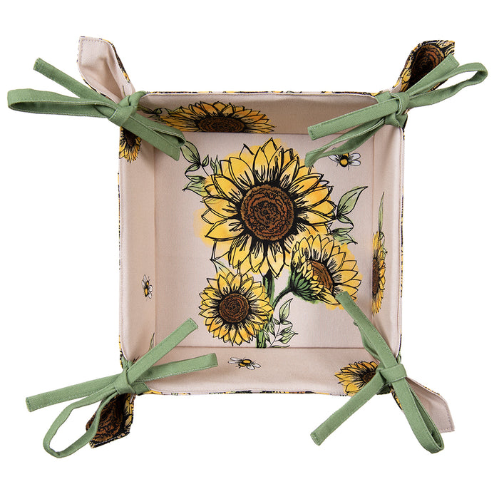 Clayre & Eef Broodmand 35x35x8 cm Beige Geel Katoen Zonnebloemen