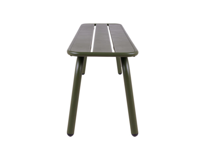 Metalen tuinbank Max 120 cm olijfgroen - zonder rugleuning