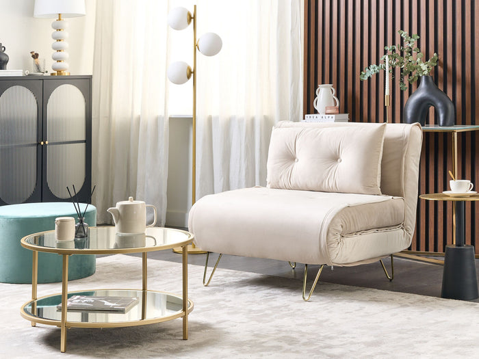 Beliani - VESTFOLD - Slaapbank - Lichtbeige - Fluweel