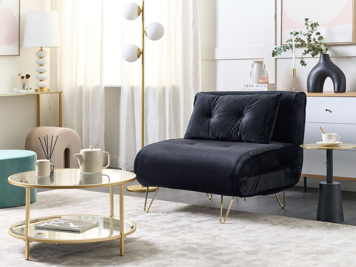 Beliani - VESTFOLD - Slaapbank - Zwart - Fluweel