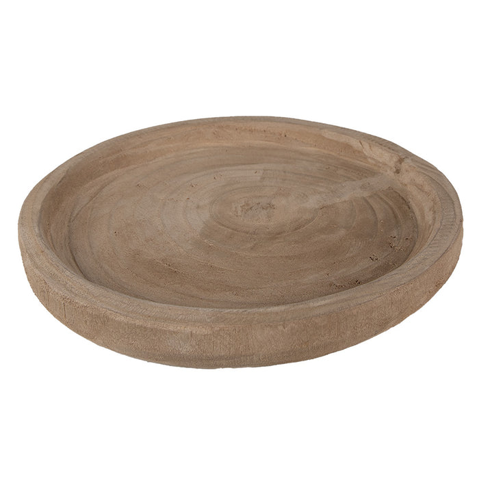 Clayre & Eef Serveerschaal  Ø 26x3 cm Bruin Hout Rond Presenteerschaal